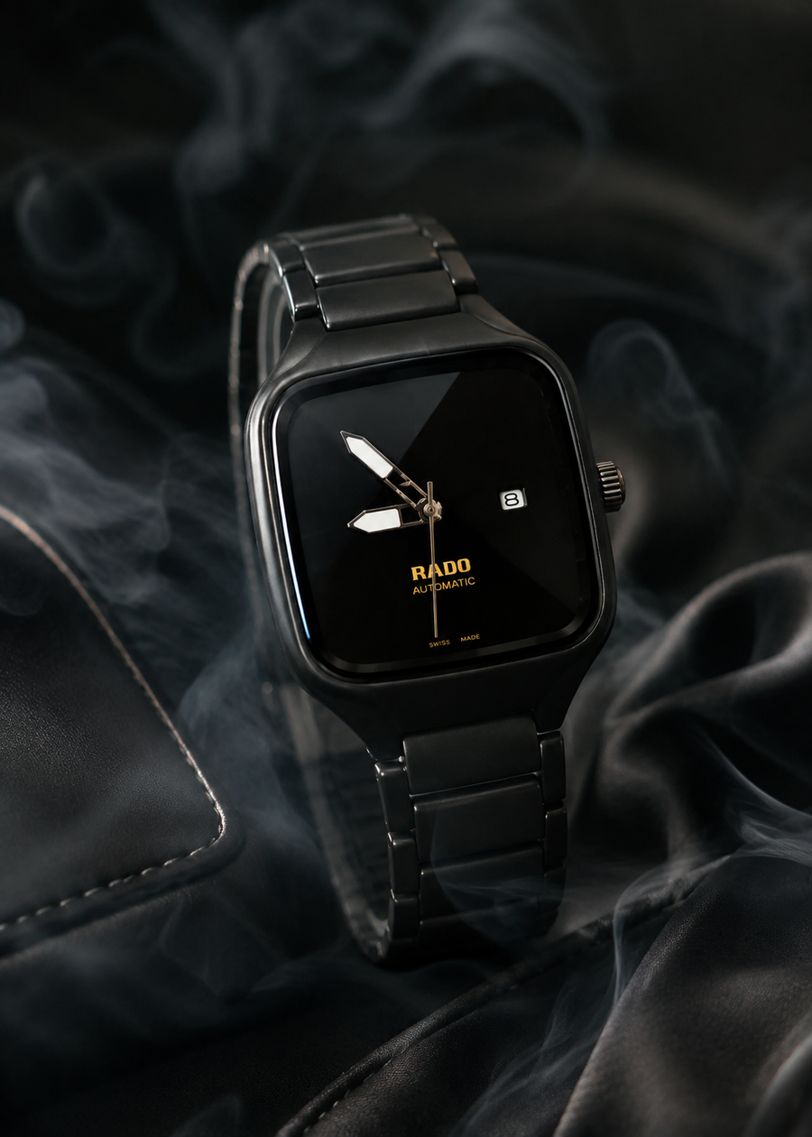 Premium RADO Automatic Men’s Watch with Black Dial, Stainless Steel Bracelet, Date Display, Luxury Design & Elegant Classic Style