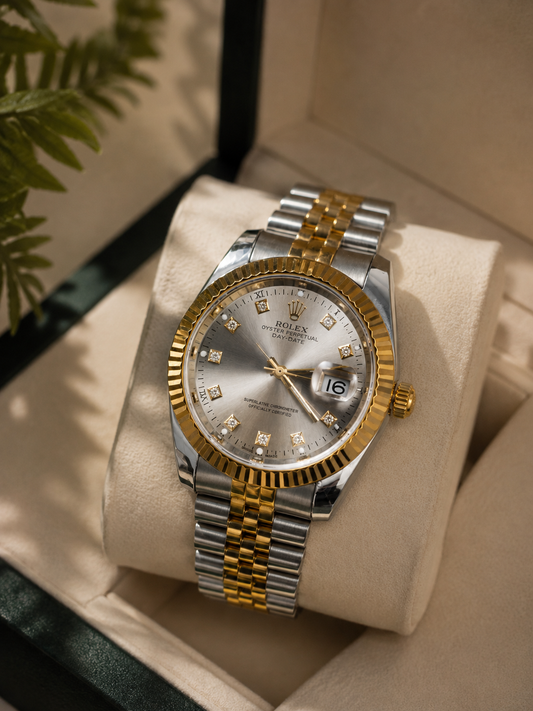 Rolex Luxury Two-Tone Stainless Steel Watch for Men – Gold & Silver