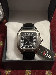 Ketta Square Black Dial Stainless Steel Watch