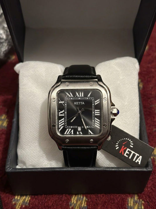 Ketta Square Black Dial Stainless Steel Watch